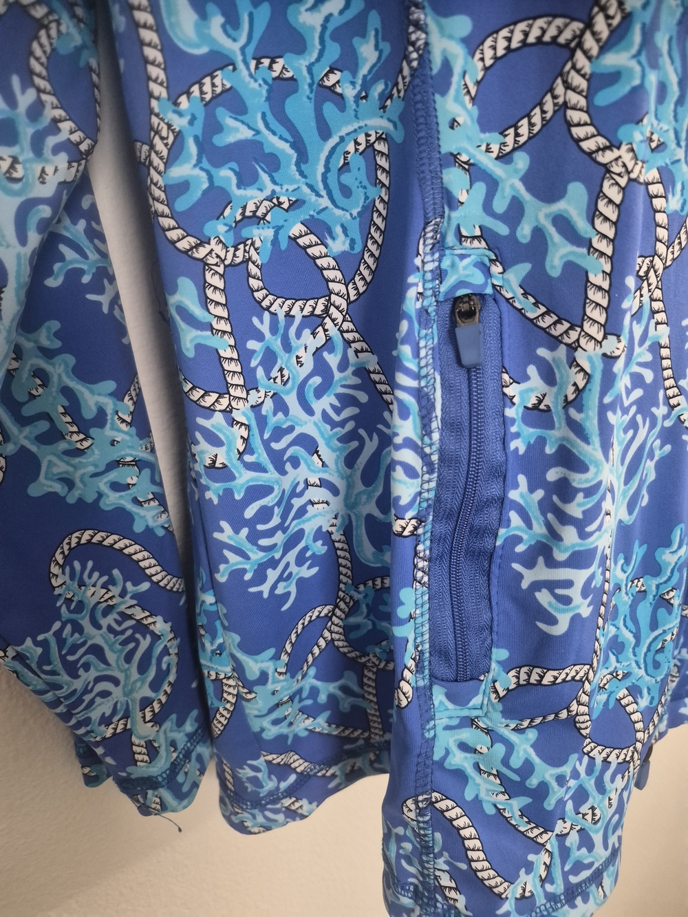 Lulu-B Blue Patterned Zip-Front Bomber Jacket - Picture 2 of 8